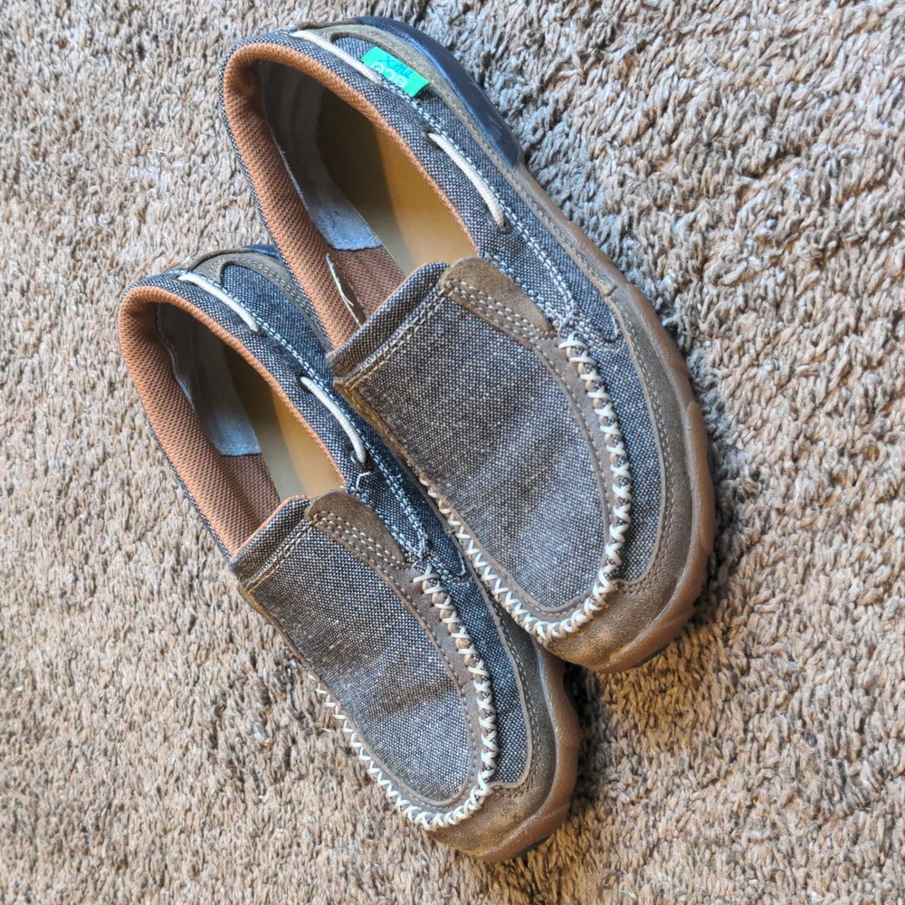 Twisted X Womens 6.5 Driving Mocs TWX Eco Fabric Slip On Casual Loafers Grey